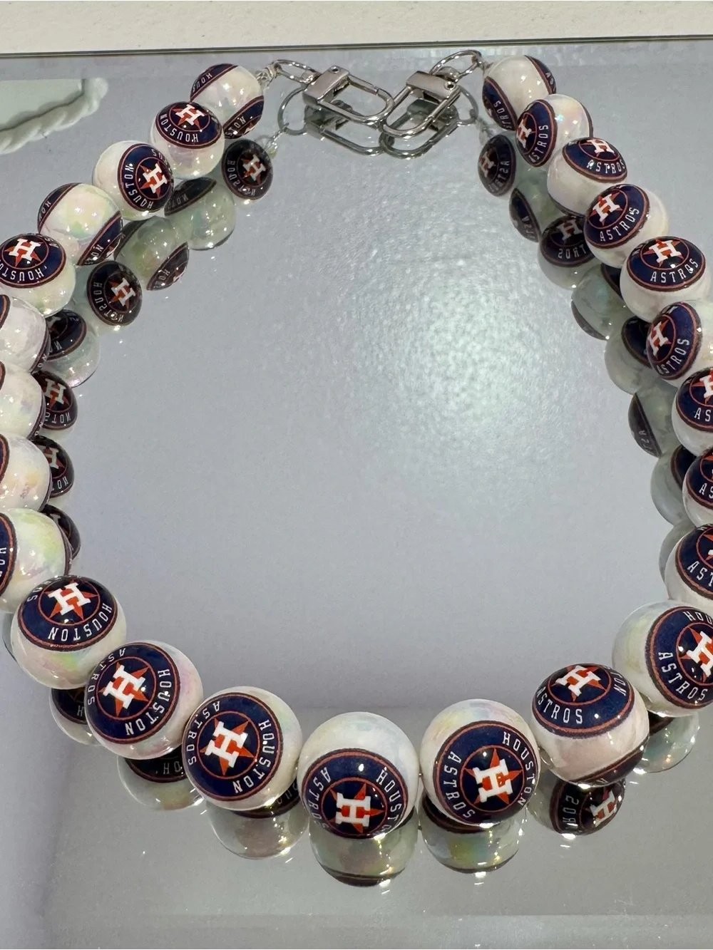 New White Houston Bead Bag Chain 18 inches